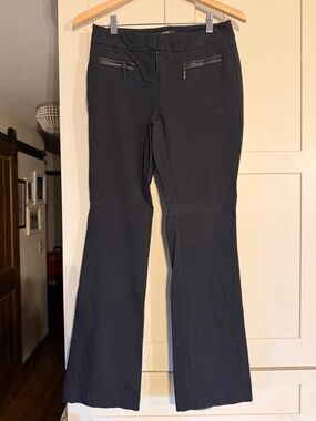 Alfani black dress pant, leather trim pockets, slightly flair legs, size 4